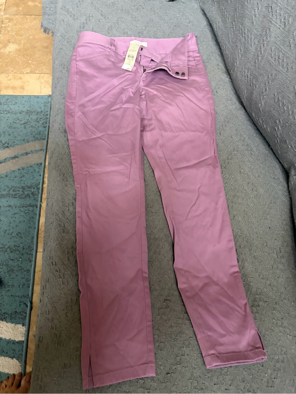 LOFT Mauve High-Rise Straight Pants